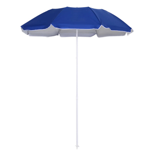 6.7ft Beach Umbrella, Push Button Tilt, Ruffled, Blue Beach Umbrellas Blue at Gallery Canada