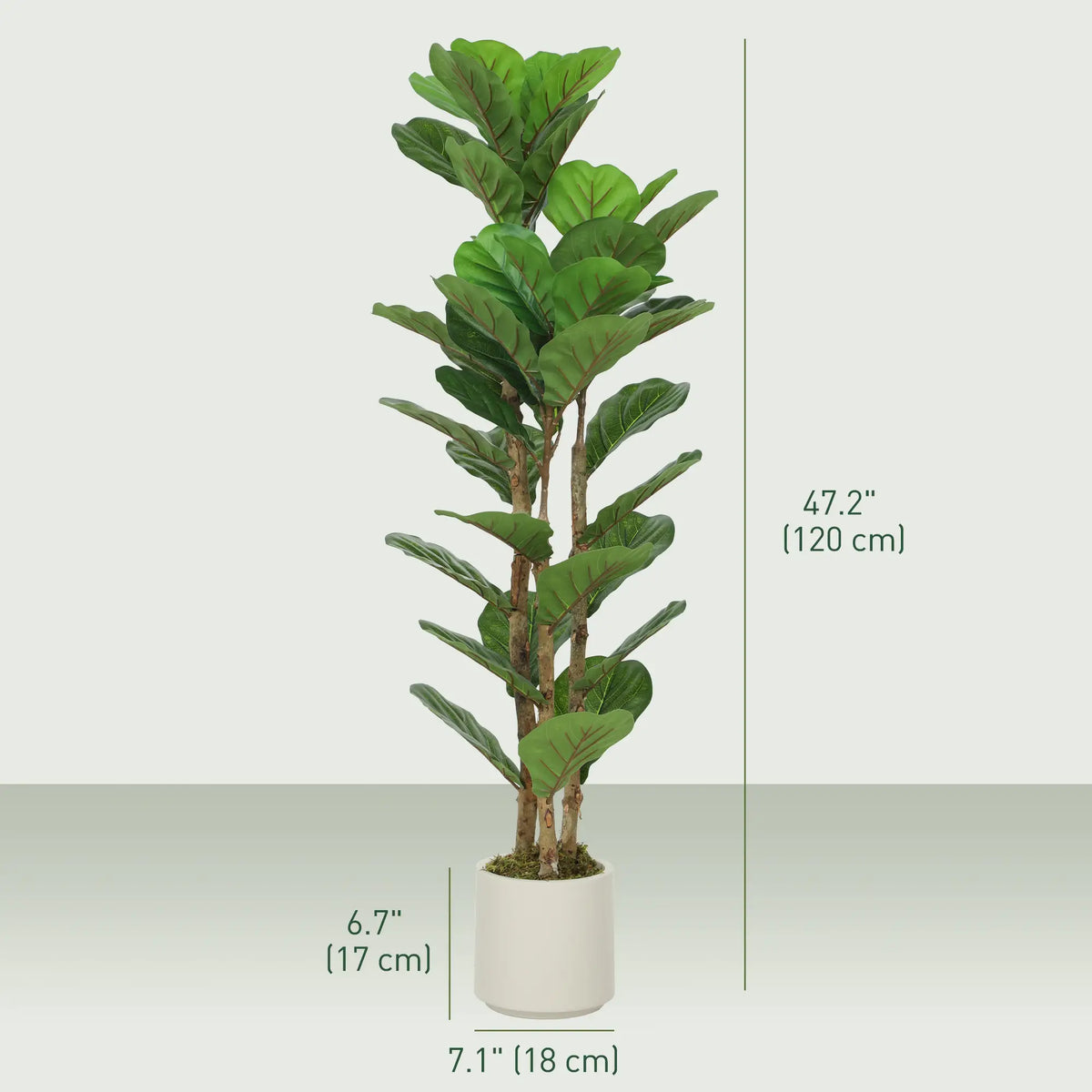 4FT Artificial Fiddle Leaf Fig Tree, Solid Wood Trunk, Green Artificial Trees at Gallery Canada
