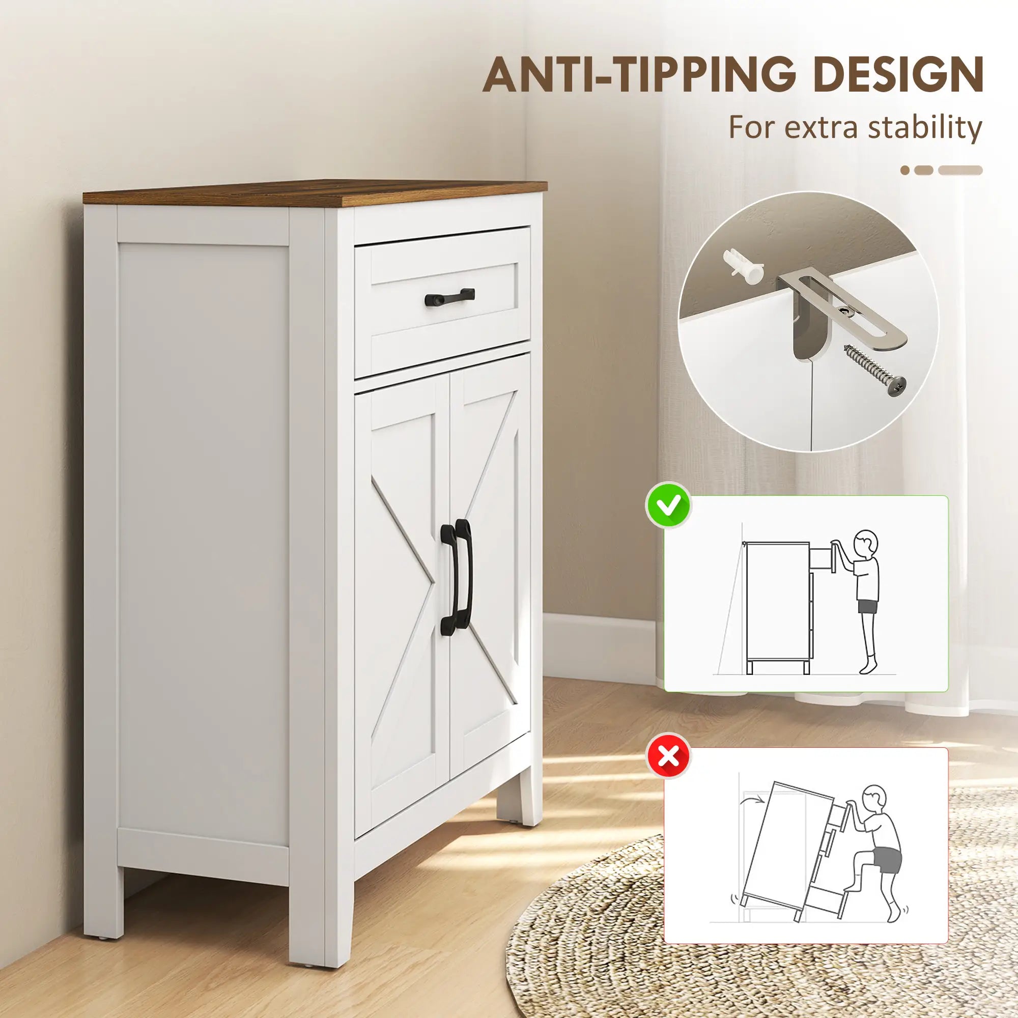 Farmhouse Bathroom Storage Cabinet with Barn Doors, White Freestanding Bathroom Cabinets at Gallery Canada