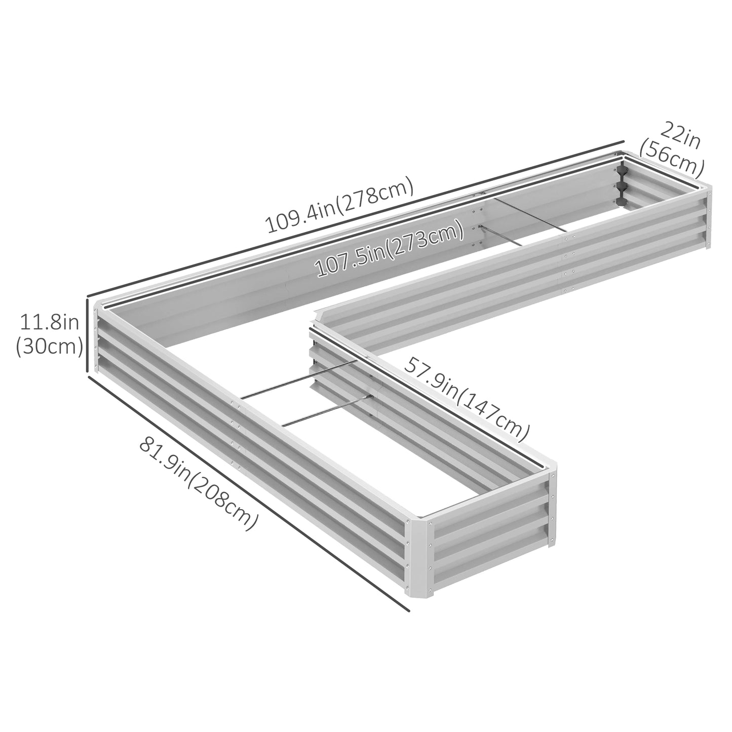 Galvanized Steel Raised Garden Bed, 82" x 109" x 12", Silver Galvanized Planter Boxes at Gallery Canada