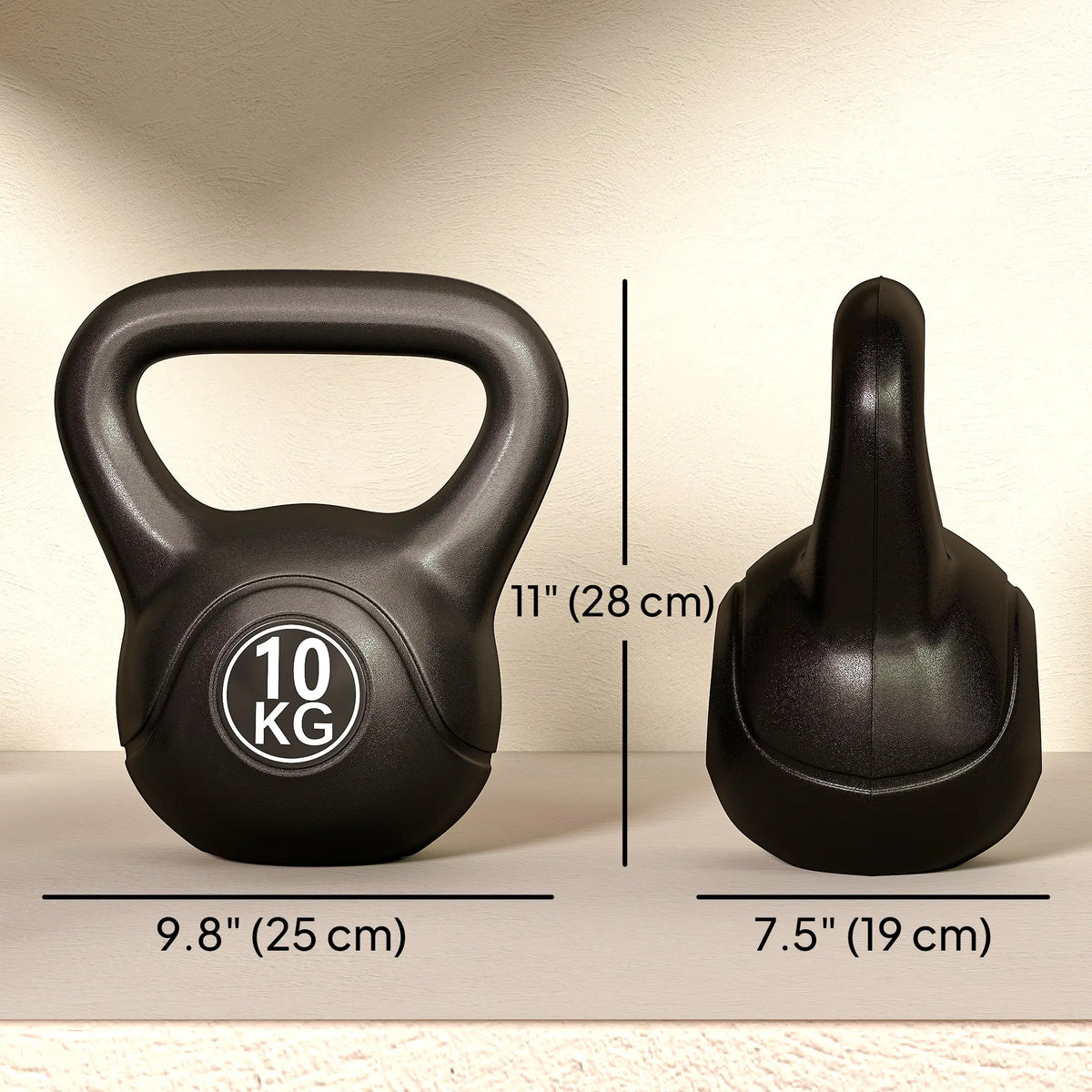 22lb Fitness Kettlebell, Plastic Exercise Weight, Sand Filled, Noise Reduction Strength Training Equipment at Gallery Canada