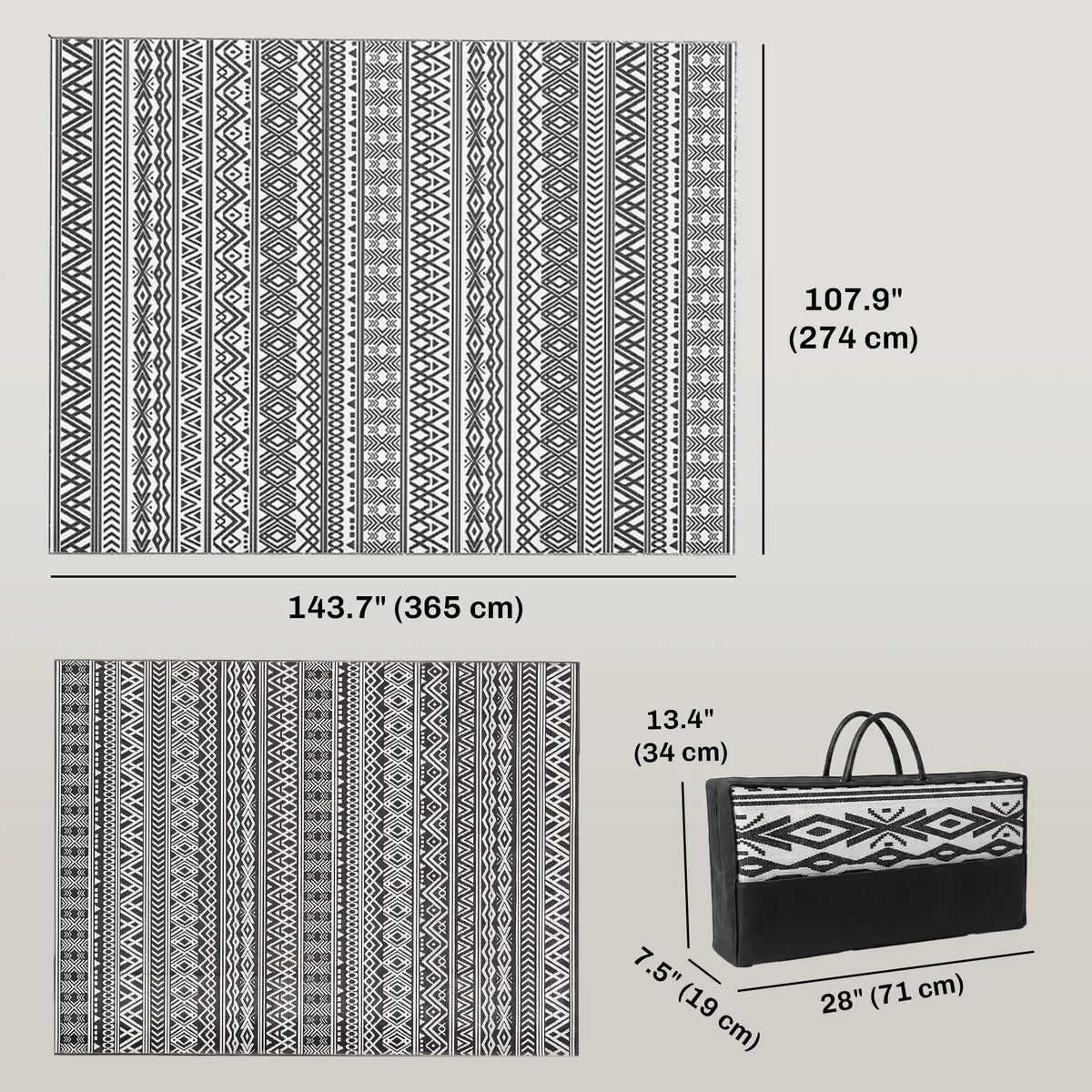 Reversible Outdoor Rug With USB Lights, 12' x 9', Carry Bag For Camping Outdoor Reversible Rugs at Gallery Canada