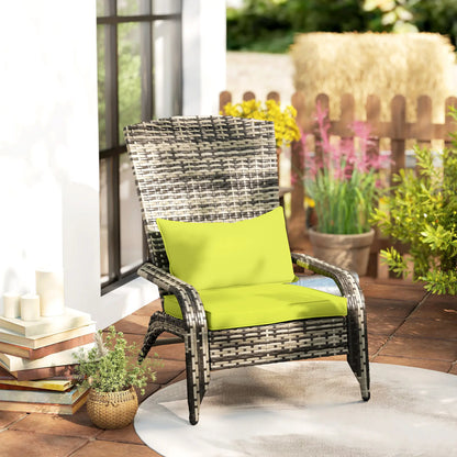Wicker Adirondack Chair With Cushions, PE Rattan Fire Pit Chair, Green Patio Chairs at Gallery Canada