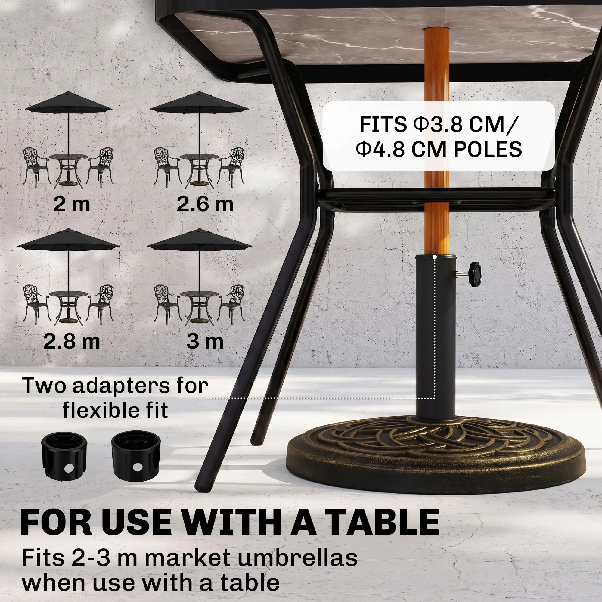 25 lb Heavy Duty Patio Umbrella Base, Round Stand, Outdoor, Bronze Umbrella Bases at Gallery Canada
