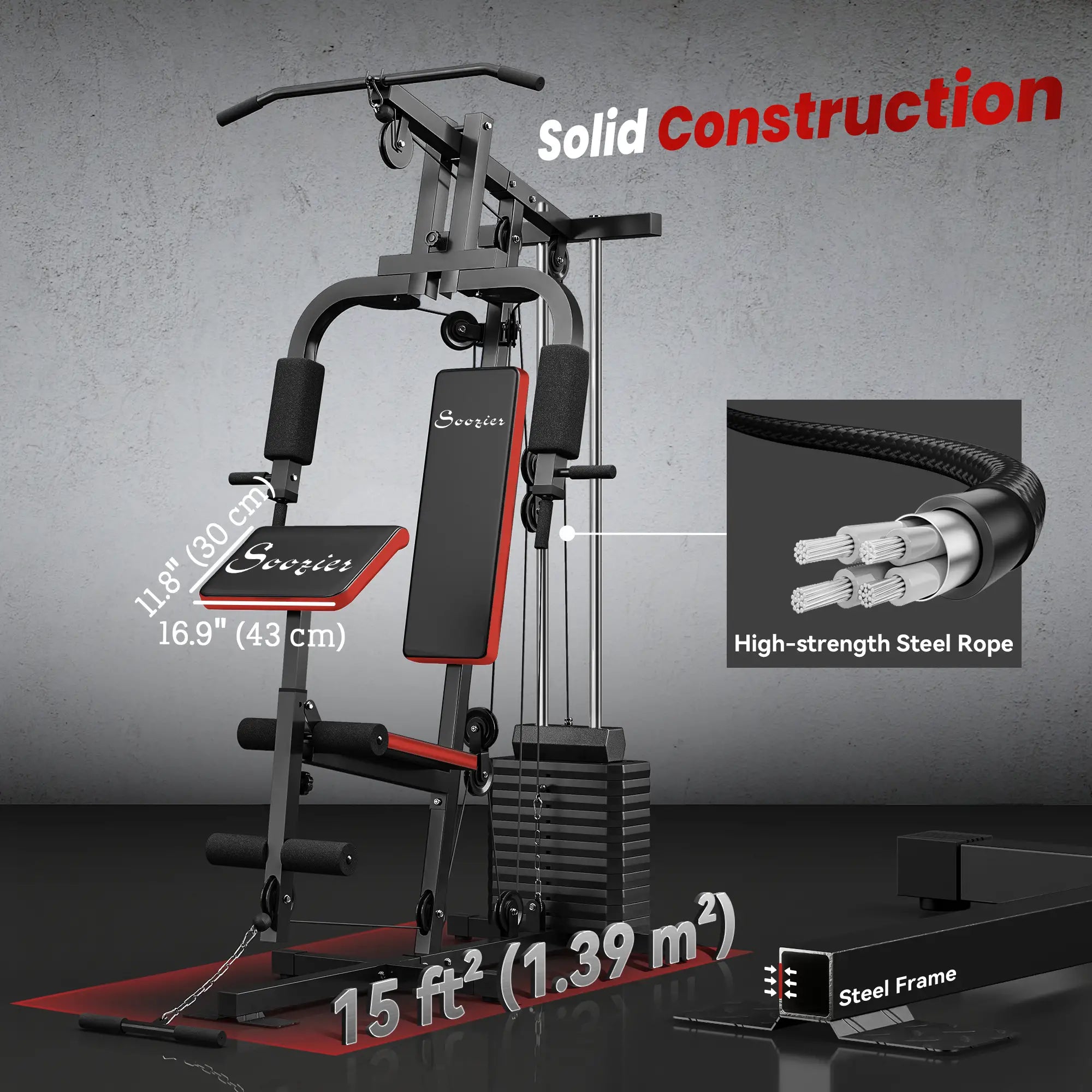 Weight Training Machine, Multifunction Home Gym, 143lbs, Red Power Towers at Gallery Canada