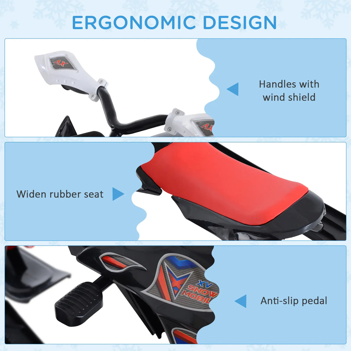Kids Snow Racer Sled, Padded Rubber Seat, Wind Shield Handle, Anti-Slip Pedal Snow Scooters at Gallery Canada