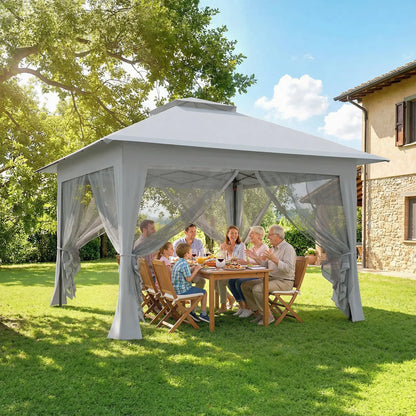 12' x 12' Foldable Pop-Up Party Tent, Steel Frame, Light Grey Pop Up Canopies at Gallery Canada