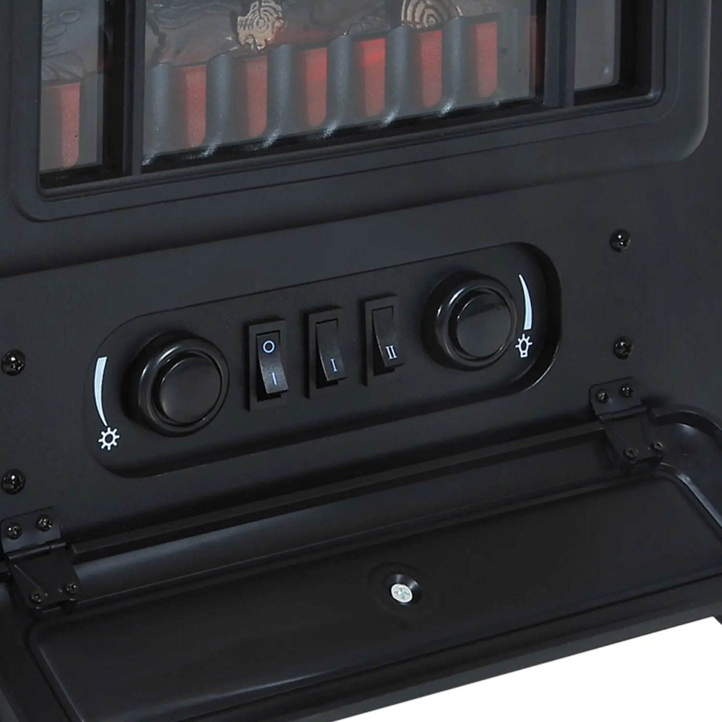 16" Freestanding Electric Fireplace Heater, Wood Flame, 750/1500W, Black Electric Fireplaces at Gallery Canada