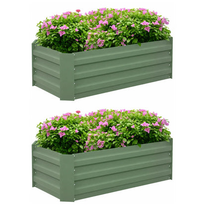 Steel Raised Garden Bed Set, 39"x20"x12", Green Galvanized Planter Boxes at Gallery Canada