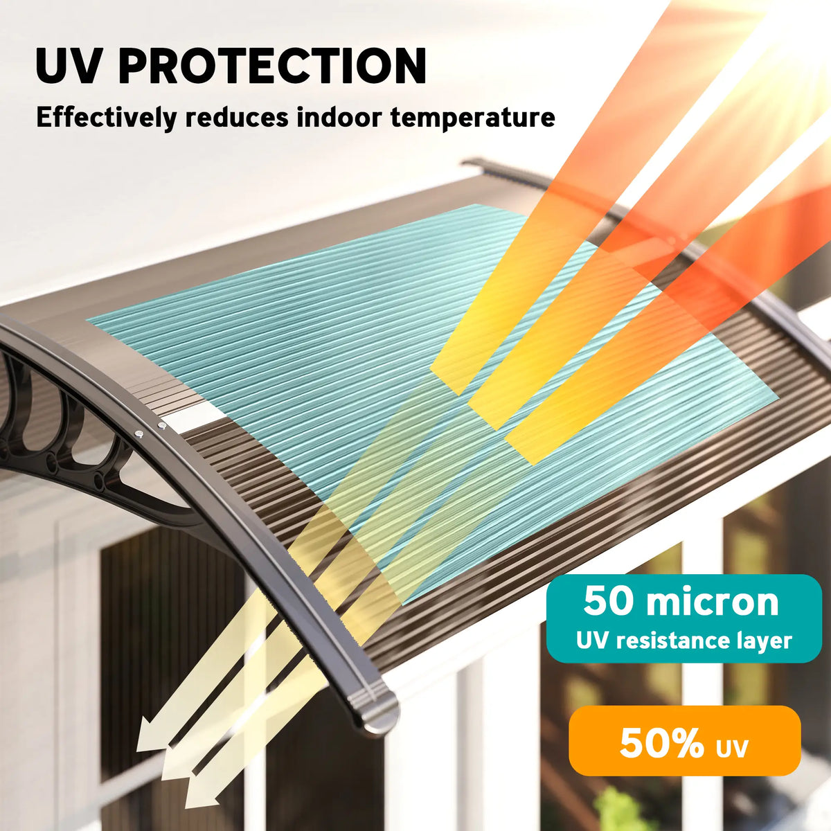 Window Awning Door Canopy, 30" X 50", Brown Door Awnings at Gallery Canada