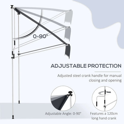 6.6'X5' Retractable Patio Awning, Water Resistant UV Protector, Black