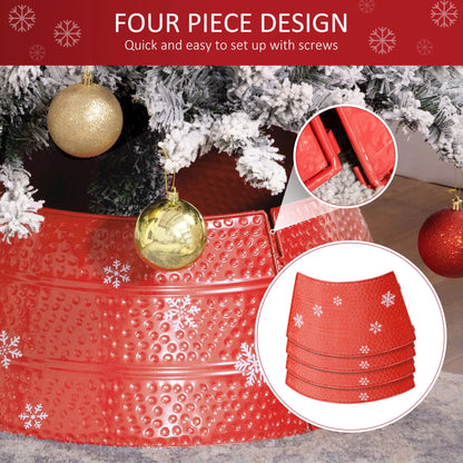 Christmas Tree Collar, 26" Metal, Snowflake Engraving, Red Christmas Trees at Gallery Canada