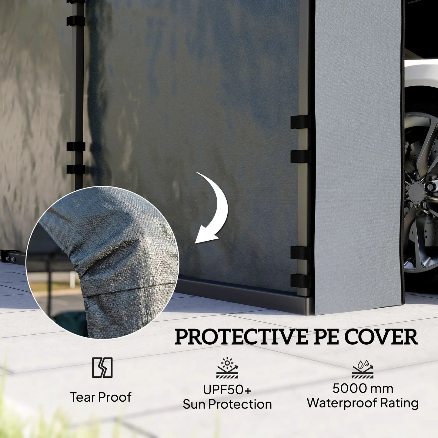 Replacement Canopy Cover Sidewalls, 12' x 20', UPF50+ Waterproof, Dark Grey Car Shelters at Gallery Canada