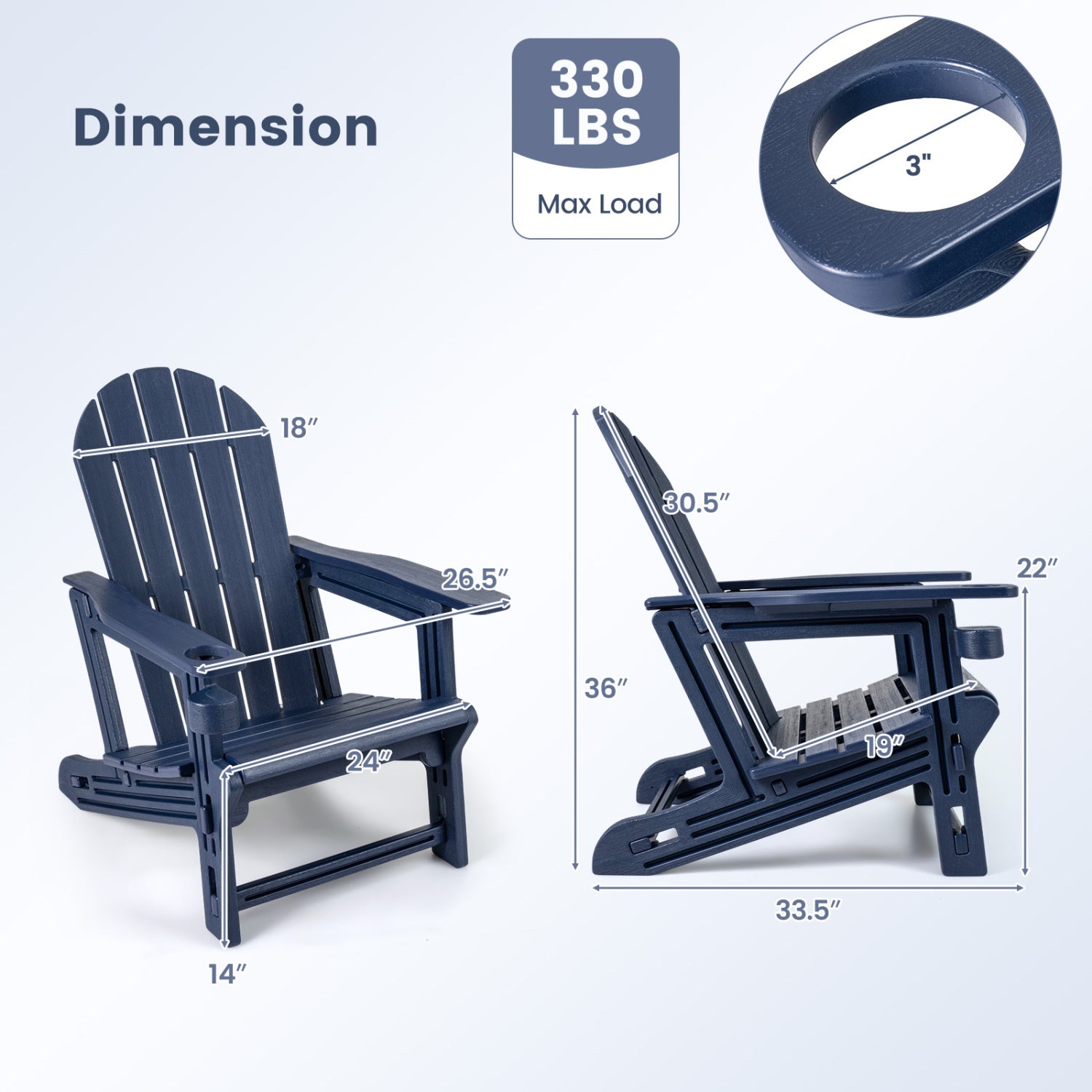 HDPE Adirondack Chair With Cup Holder, Patio, Blue Adirondack Chairs at Gallery Canada