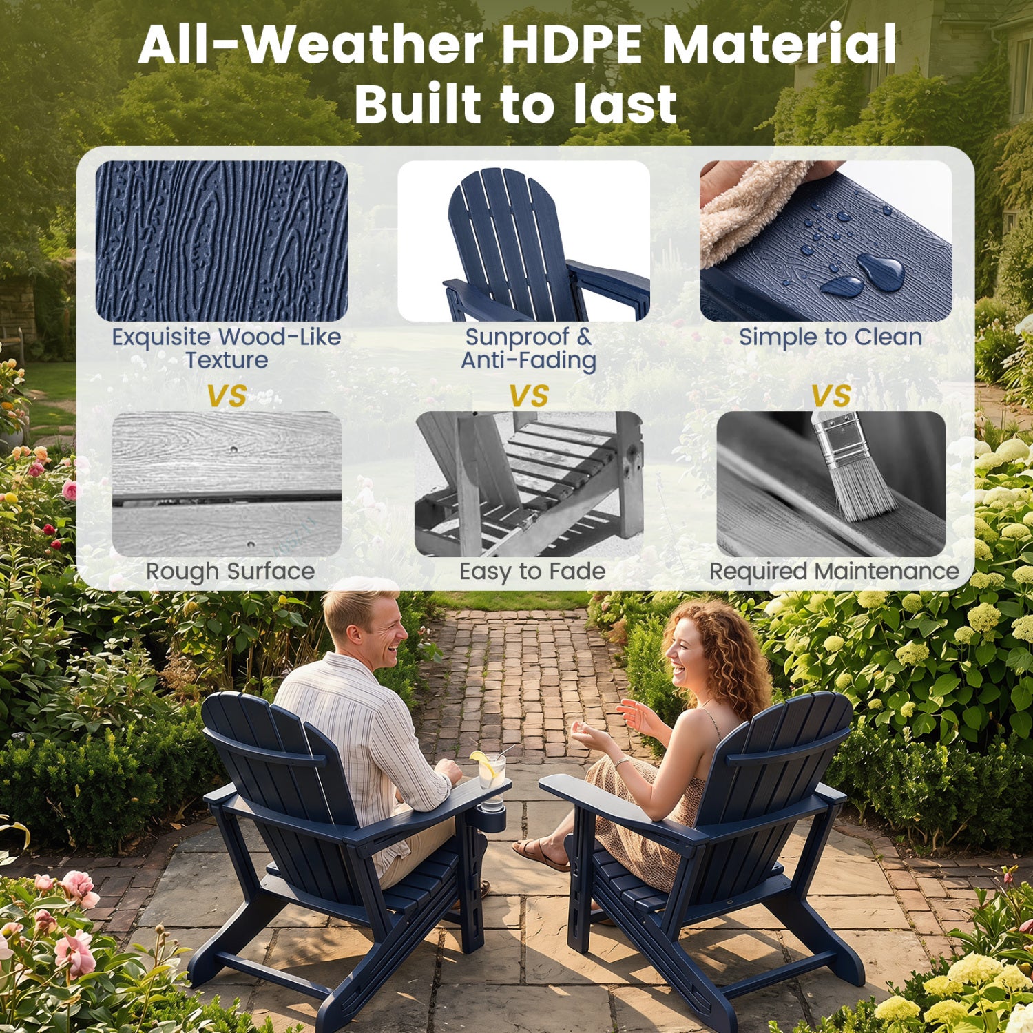 HDPE Adirondack Chair With Cup Holder, Patio, Blue Adirondack Chairs at Gallery Canada