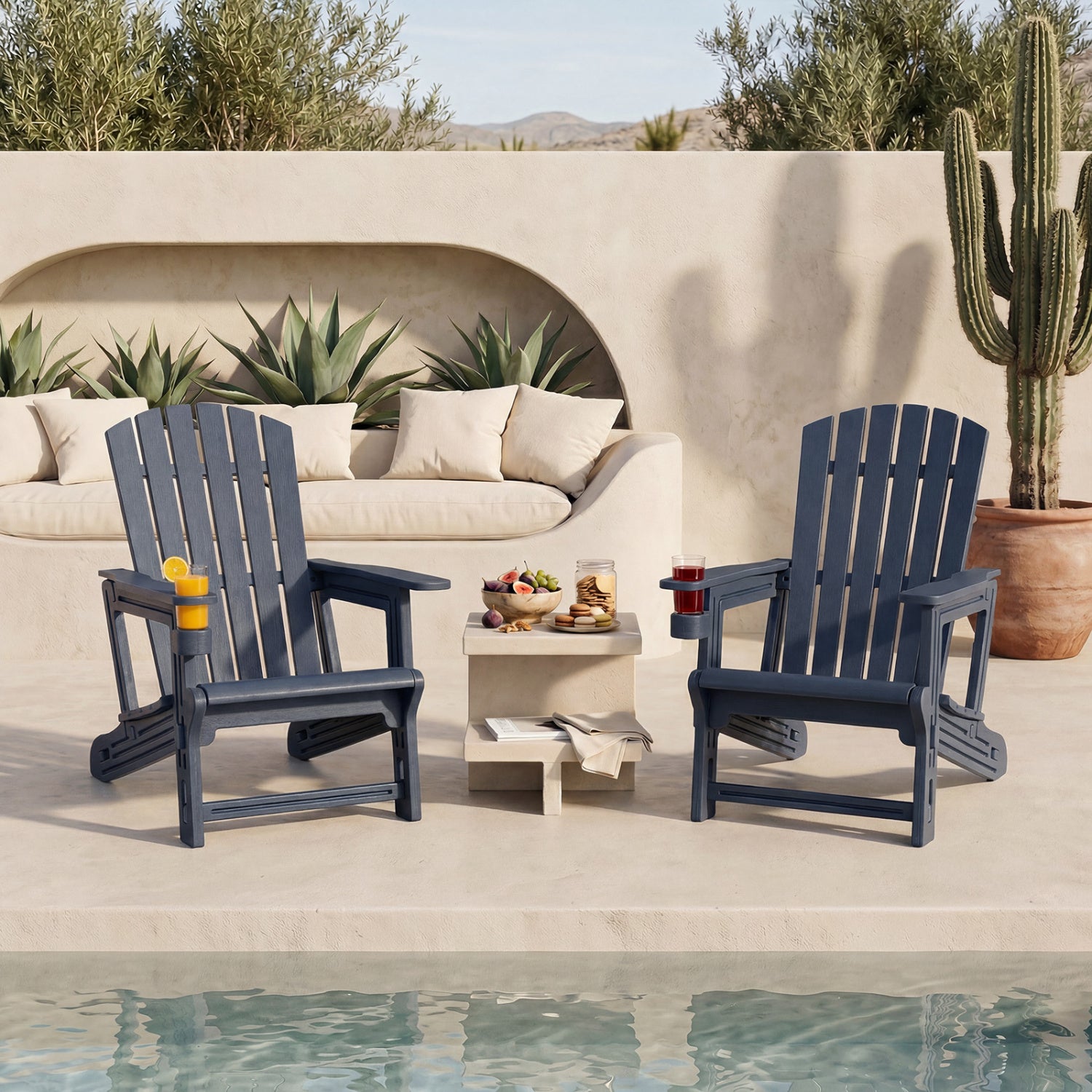 HDPE Adirondack Chair with Cup Holder, Blue Adirondack Chairs at Gallery Canada