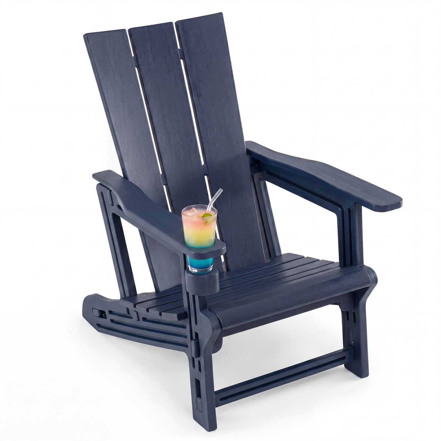 HDPE Outdoor Adirondack Chairs With Cup Holder, Blue Adirondack Chairs Blue at Gallery Canada