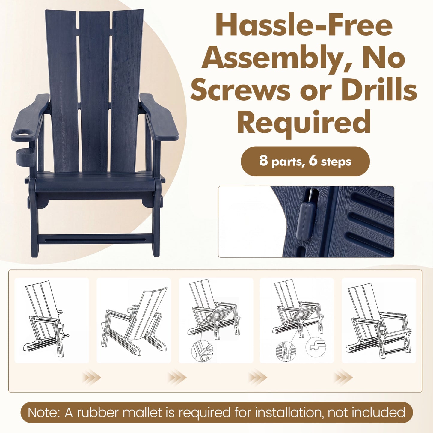HDPE Outdoor Adirondack Chairs With Cup Holder, Blue Adirondack Chairs at Gallery Canada
