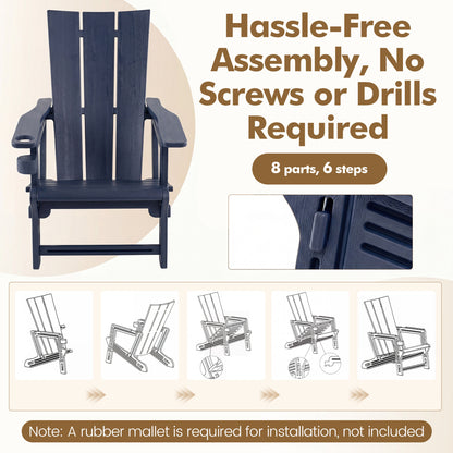 HDPE Outdoor Adirondack Chairs With Cup Holder, Blue Adirondack Chairs at Gallery Canada