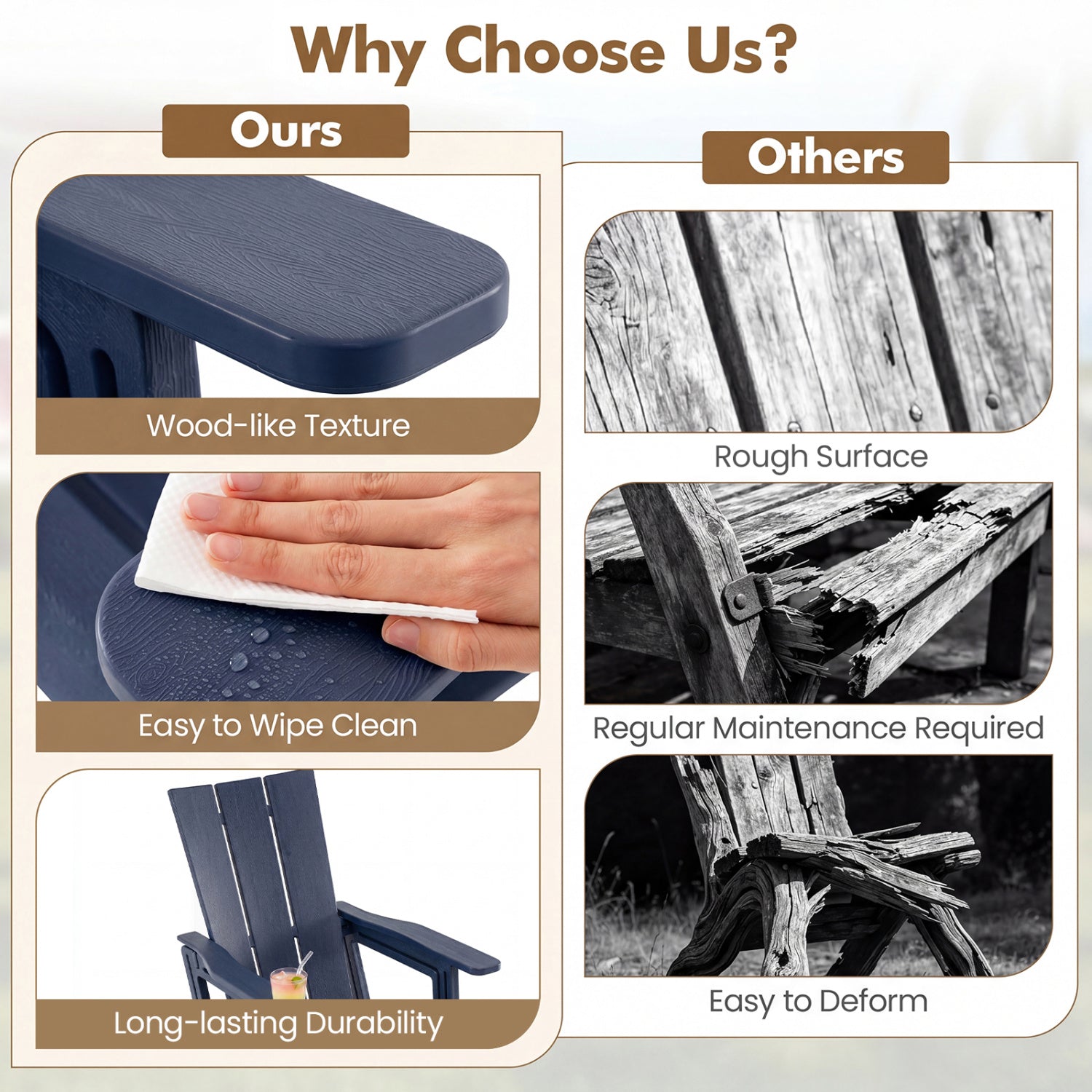 HDPE Outdoor Adirondack Chairs With Cup Holder, Blue Adirondack Chairs at Gallery Canada