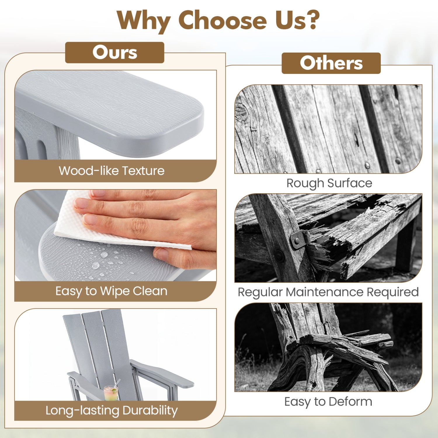 HDPE Outdoor Adirondack Chairs, Gray Adirondack Chairs at Gallery Canada