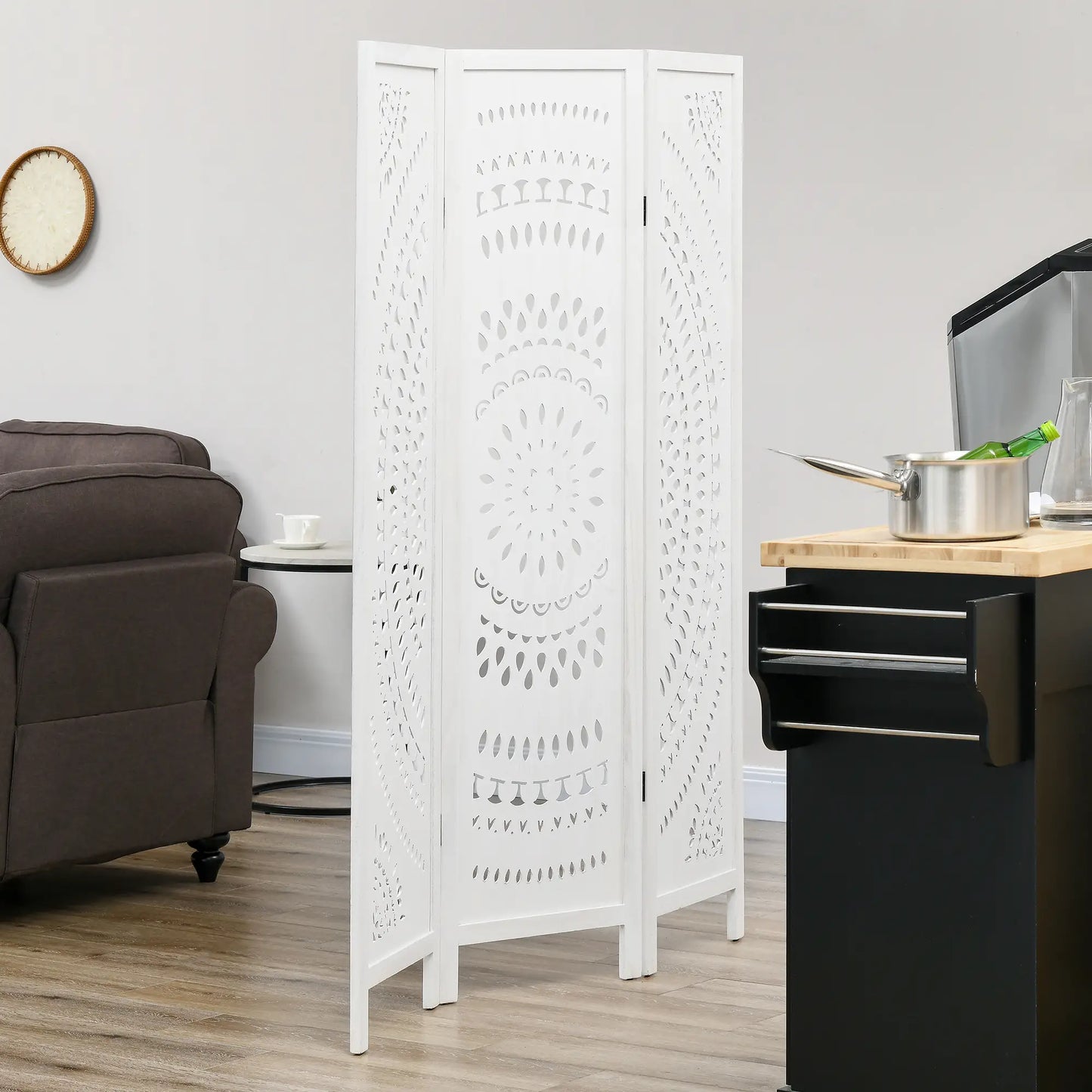 3 Panel Room Divider, 5.6 Ft Tall, Portable Folding Privacy Screen, White Room Dividers at Gallery Canada