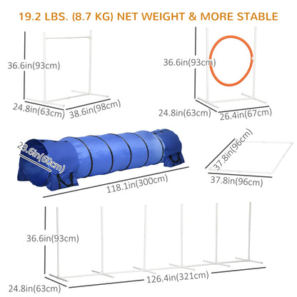5Pcs Dog Agility Training Set, 8.7KG, Tunnels, Jump Ring, Weave Poles Dog Agility Training Equipment at Gallery Canada