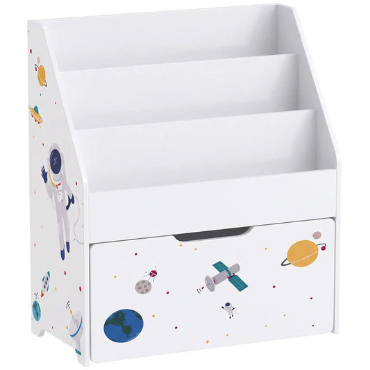 3-Tier Kids Bookshelf, Moveable Drawer, Ages 3-8, White Bookshelves & Bookcases White at Gallery Canada