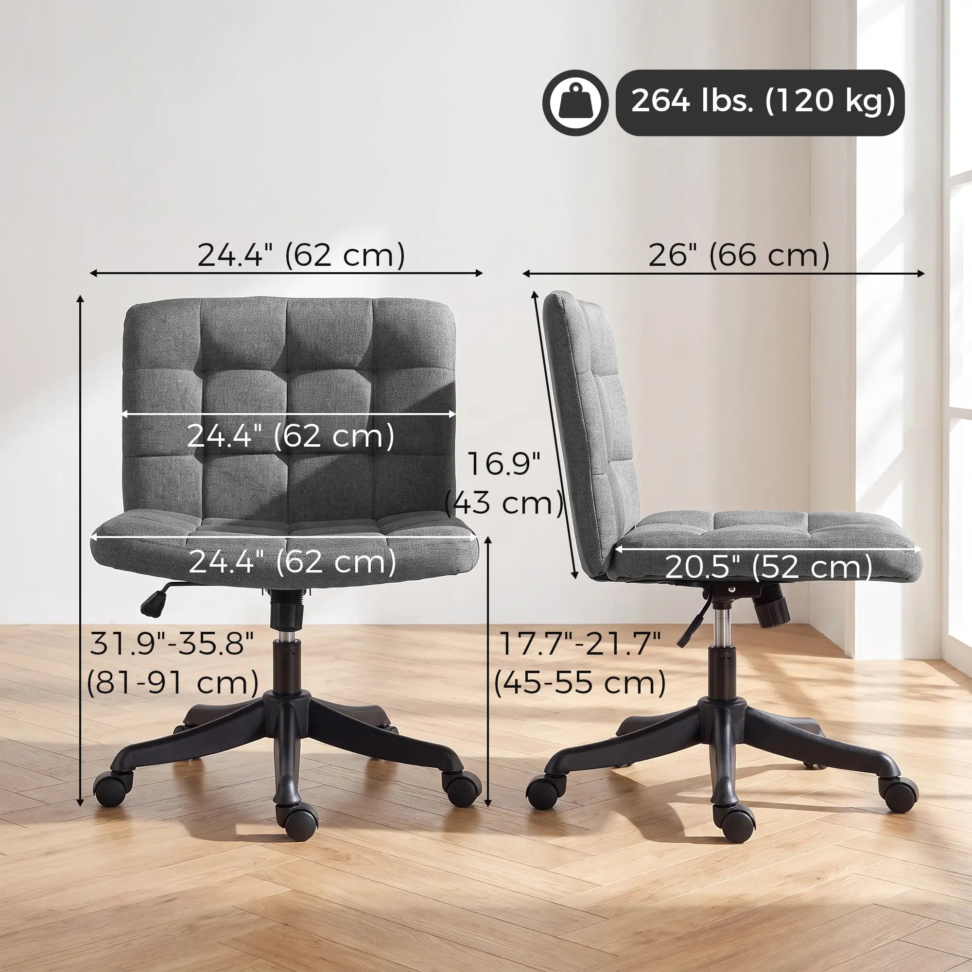 Linen Desk Chair, Rocking Swivel, Dark Grey Task Chairs at Gallery Canada