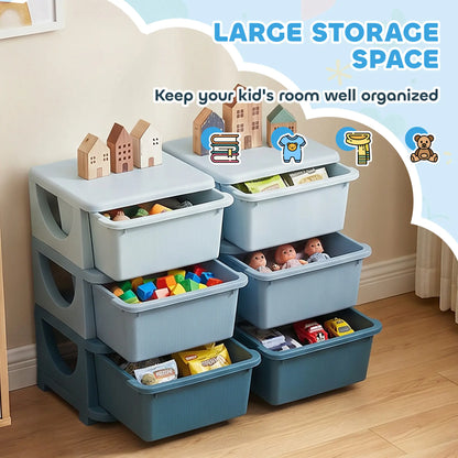 3 Tier Kids Toy Organizer, 6 Plastic Drawers, Blue Baby & Kids Storage at Gallery Canada