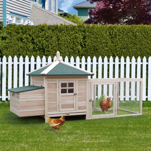 77 Chicken Coop Hen House Rabbit Hutch, Outdoor Poultry Cage with Nesting Box