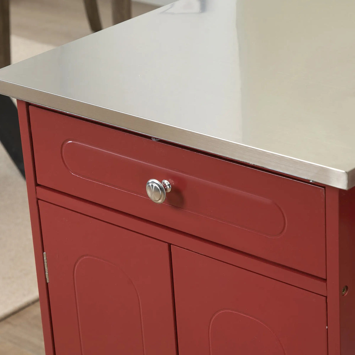Kitchen Cart, Stainless Steel Top, Storage Drawer, 36x24x36 in, Red Kitchen Islands & Kitchen Carts at Gallery Canada