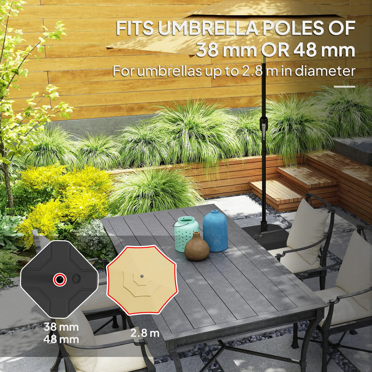Square Patio Umbrella Base, 17.7" L x 17.7" W x 9.8" H, Black Umbrella Bases at Gallery Canada