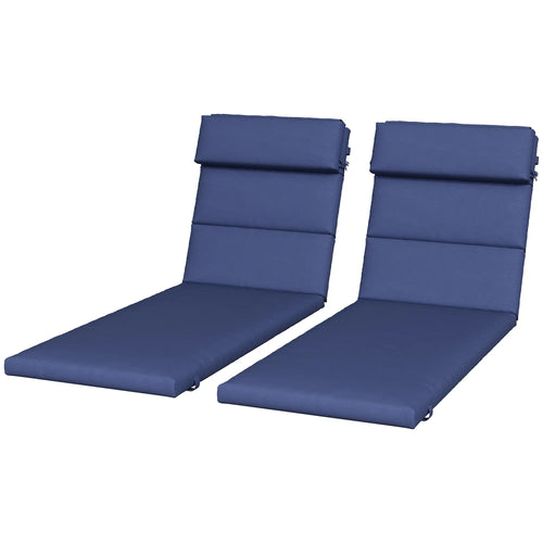 Patio Chaise Lounge Chair Cushions, Set of 2, Dark Blue
