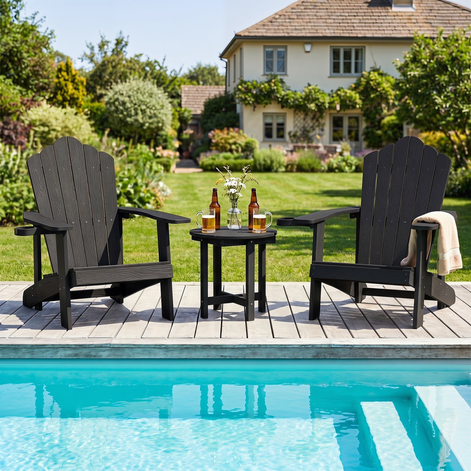 HIPS Adirondack Side Table with Weather-Resistant and Waterproof Top, Black Patio Coffee Tables at Gallery Canada