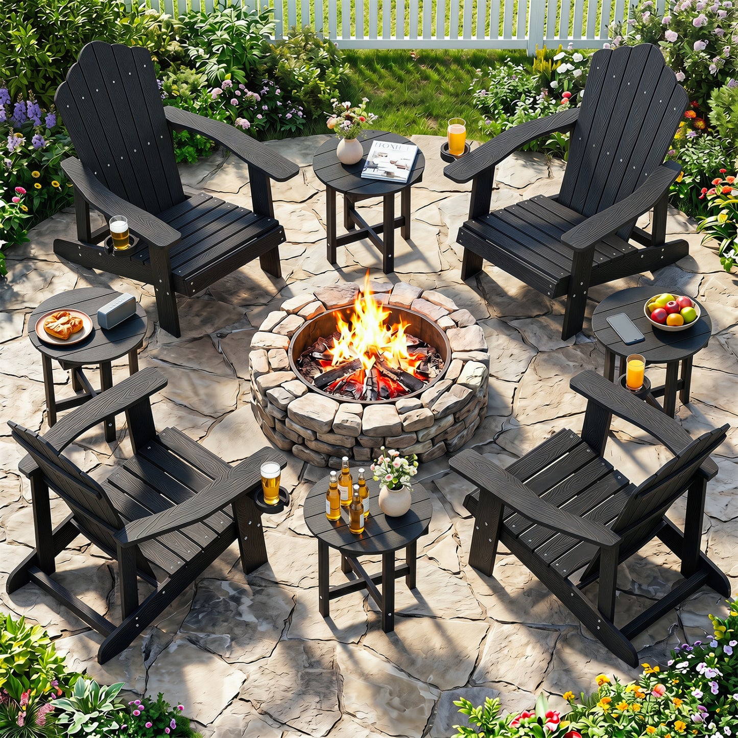 HIPS Adirondack Side Table with Weather-Resistant and Waterproof Top, Black Patio Coffee Tables at Gallery Canada