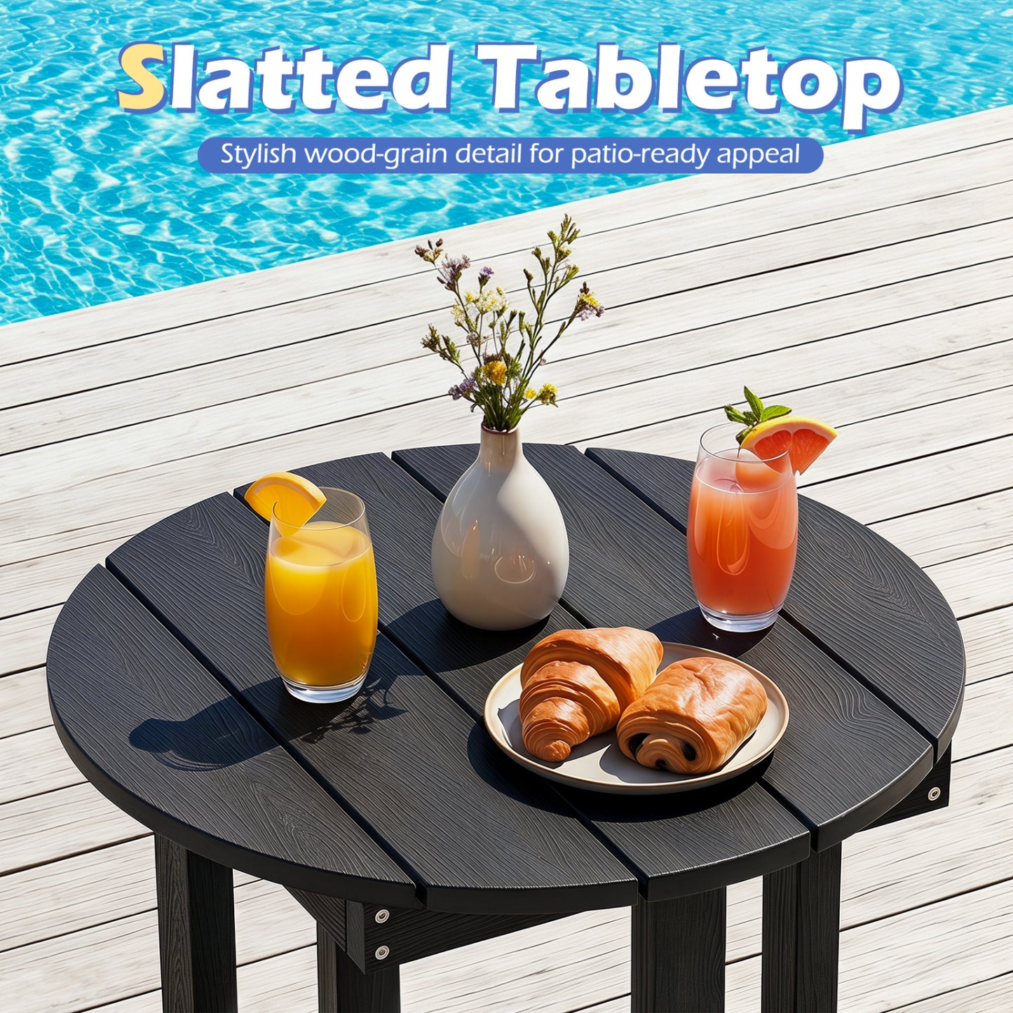 HIPS Adirondack Side Table with Weather-Resistant and Waterproof Top, Black Patio Coffee Tables at Gallery Canada