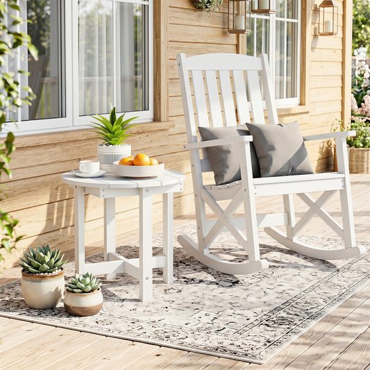 HIPS Adirondack Side Table with Weather-Resistant and Waterproof Top, White Patio Coffee Tables White at Gallery Canada