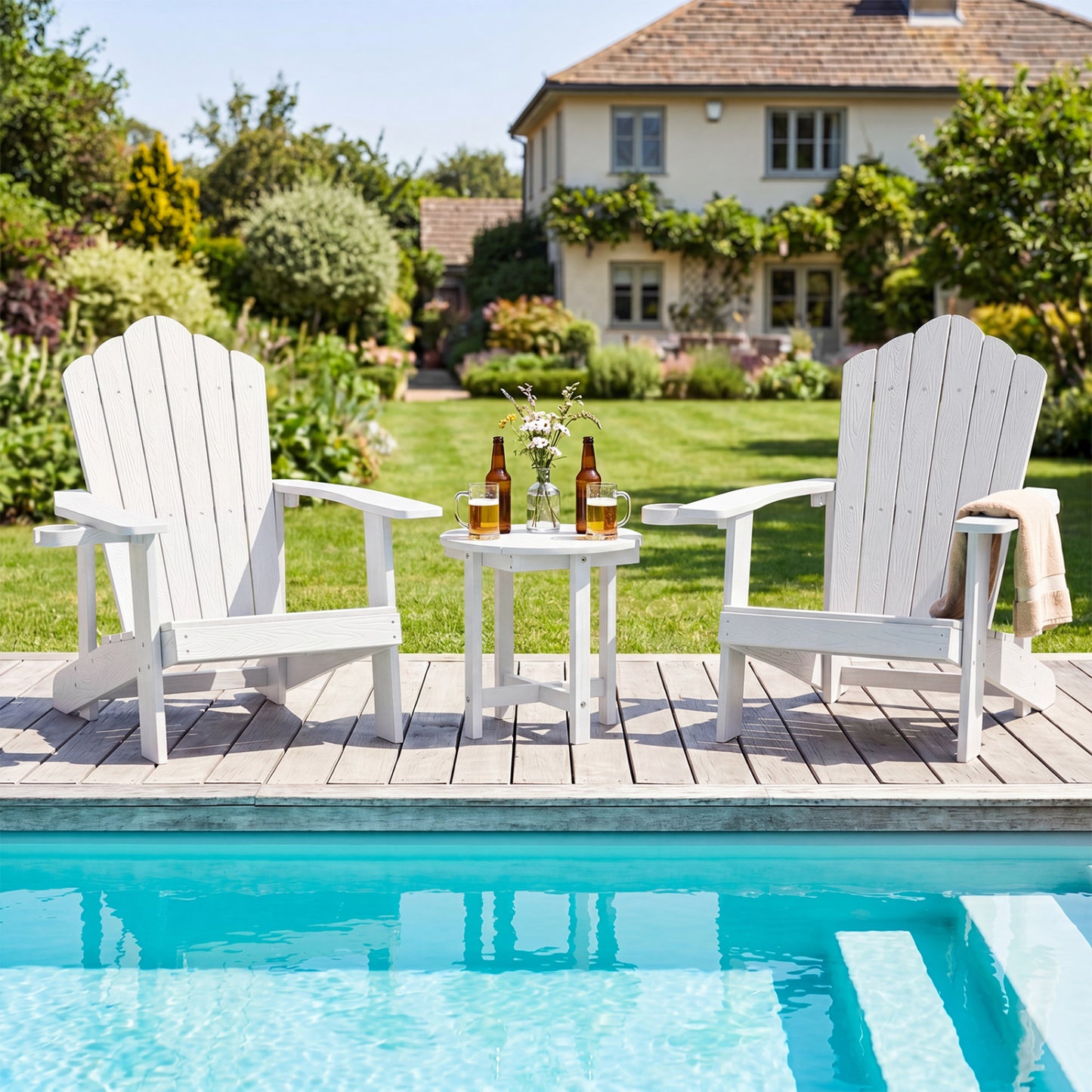 HIPS Adirondack Side Table with Weather-Resistant and Waterproof Top, White Patio Coffee Tables at Gallery Canada