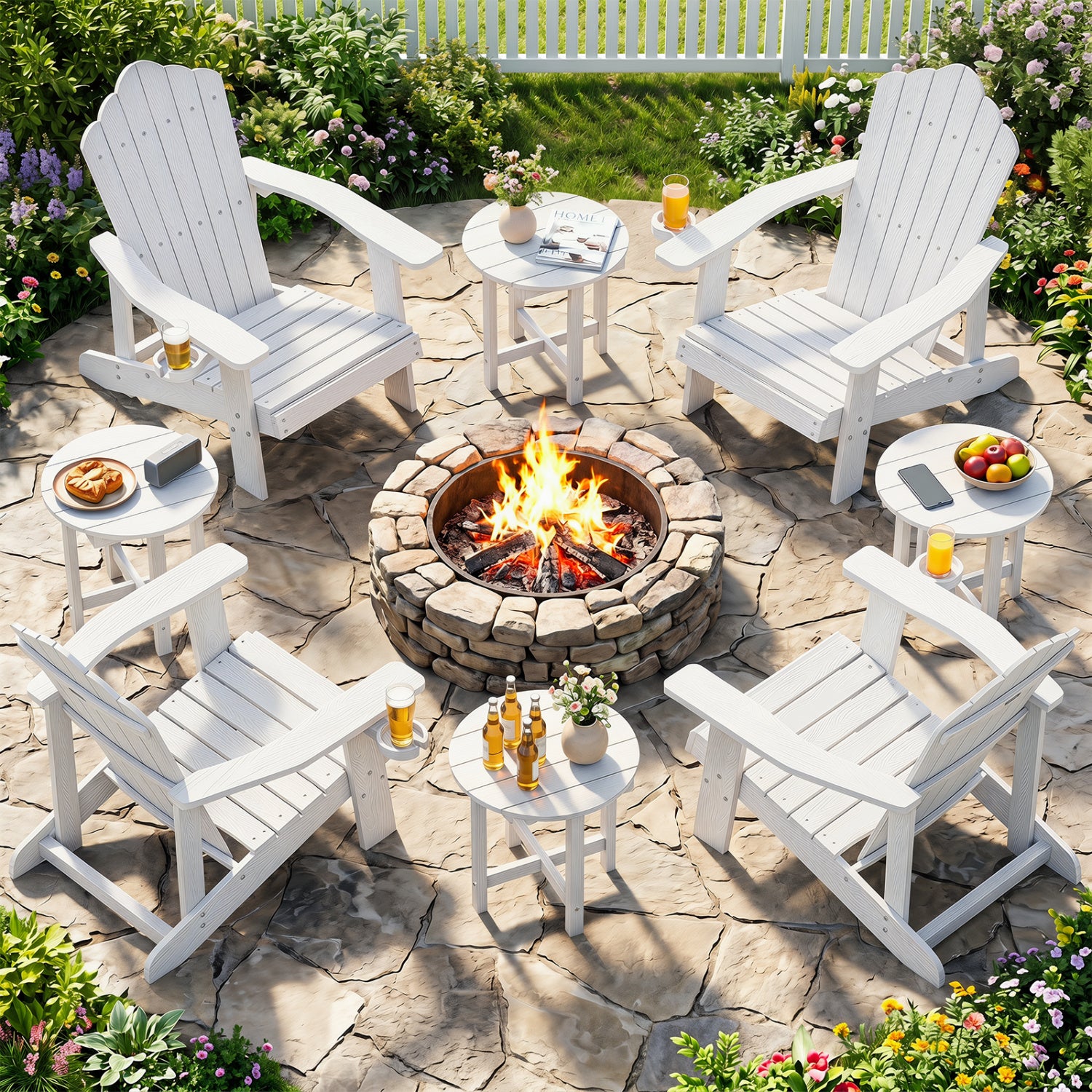 HIPS Adirondack Side Table with Weather-Resistant and Waterproof Top, White Patio Coffee Tables at Gallery Canada