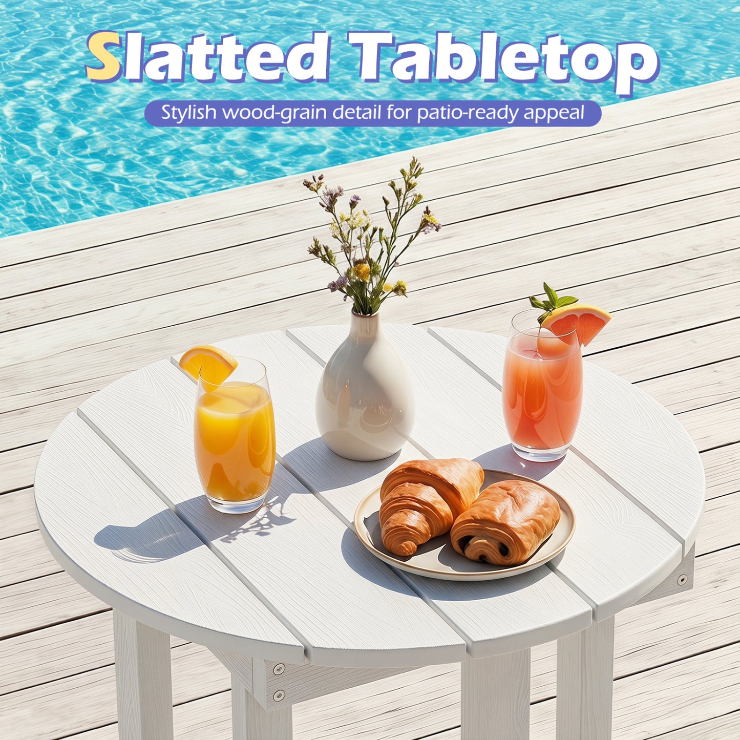 HIPS Adirondack Side Table with Weather-Resistant and Waterproof Top, White Patio Coffee Tables at Gallery Canada
