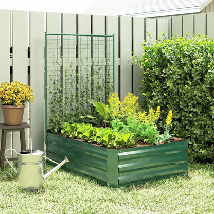 Galvanized Raised Garden Bed With Trellis, Outdoor Planter Box, Green Galvanized Planter Boxes at Gallery Canada