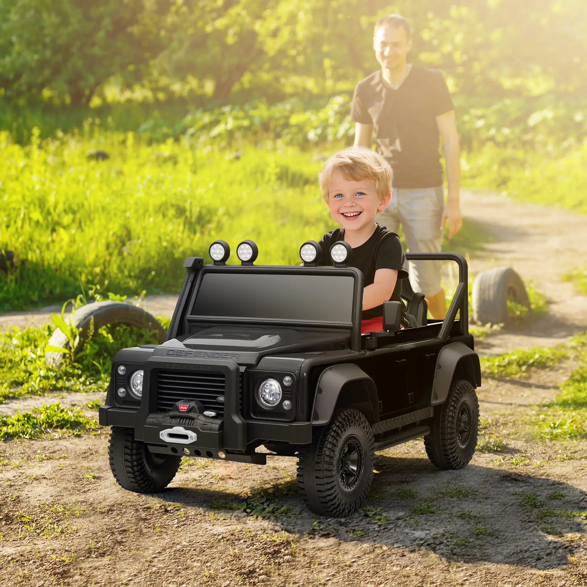 Kids Ride On Truck, Remote Control, Spring Suspension, LED Lights, 3 Speed, Ages 3-5, Black Electric Toy Cars at Gallery Canada