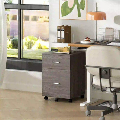 Mobile Vertical File Cabinet, 2 Drawers with Wheels, Letter or A4, Grey Office Cabinets & Cupboards at Gallery Canada