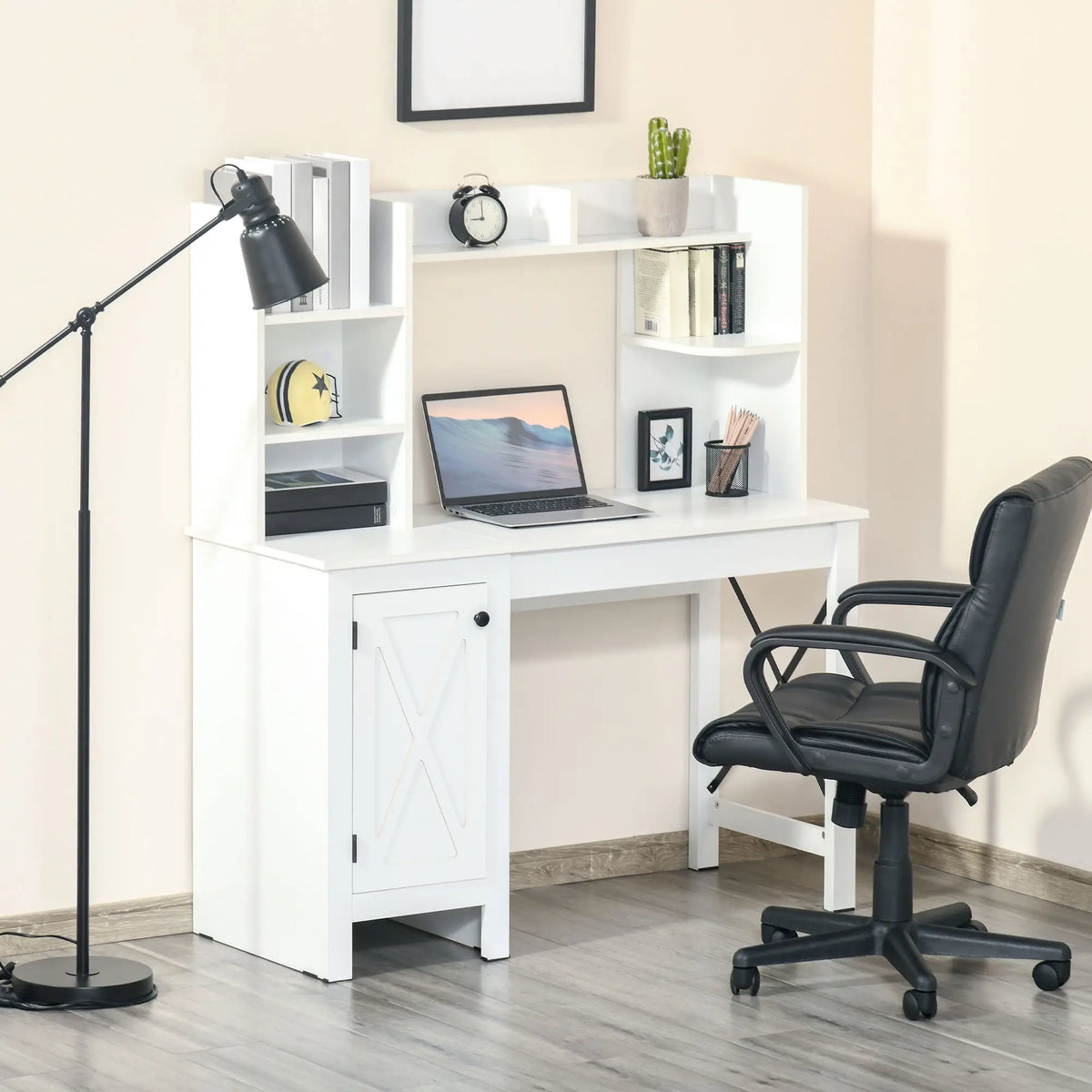 Farmhouse Computer Desk with Storage, 47 Inch, White Computer Desks at Gallery Canada