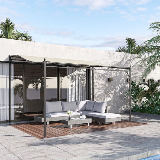 10'x10' Steel Gazebo, Portable Patio Canopy, Cream White Pergolas Grey Frame and Cream White Cover at Gallery Canada