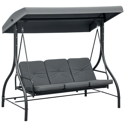 Convertible Patio Swing Bed with Canopy, 3 Seater, Dark Grey Porch Swings with Canopy at Gallery Canada