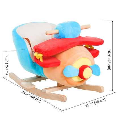Wooden Rocking Horse Plane, Plush Seat, Sound, Red Rocking Horses at Gallery Canada