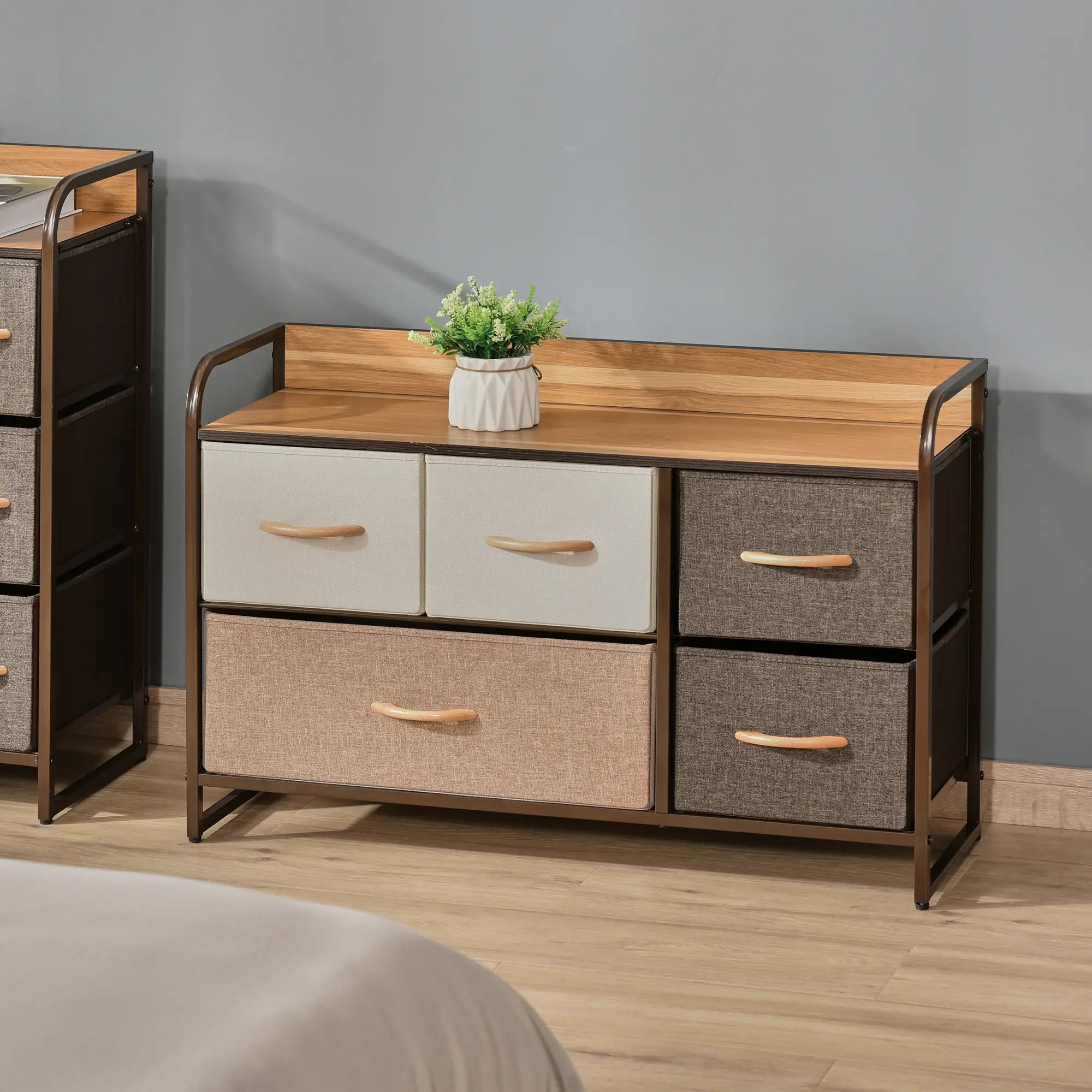 5-Bin Dresser Storage Tower, Fabric Bins with Metal Frame Storage Cabinets at Gallery Canada