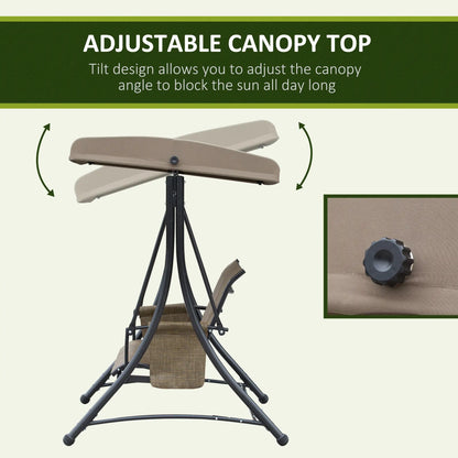 3-Person Porch Swing Chair With Adjustable Canopy, Brown Patio Swings with Stand at Gallery Canada